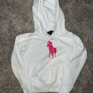 Ralph Lauren Polo white hoodie with pink logo
